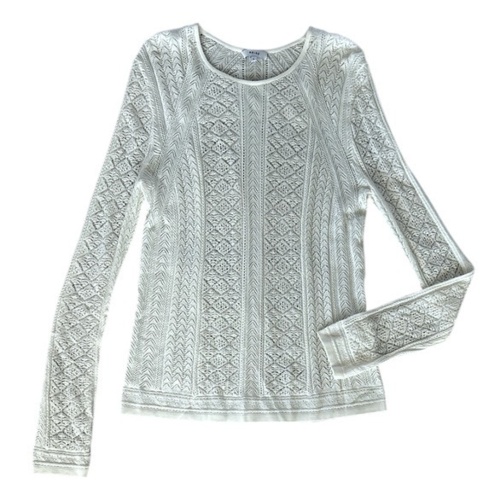 REISS Cream Lace long sleeve shirt top size large